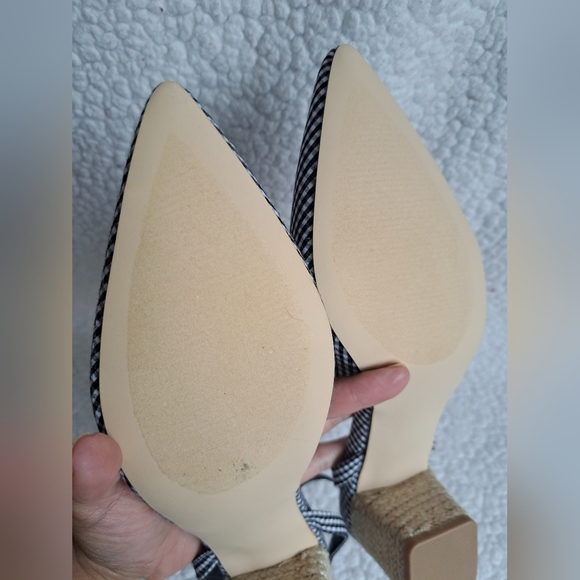 Women's Justfab Black and White Plaid Small Heel Point Toe Block Heel - Picture 6 of 10